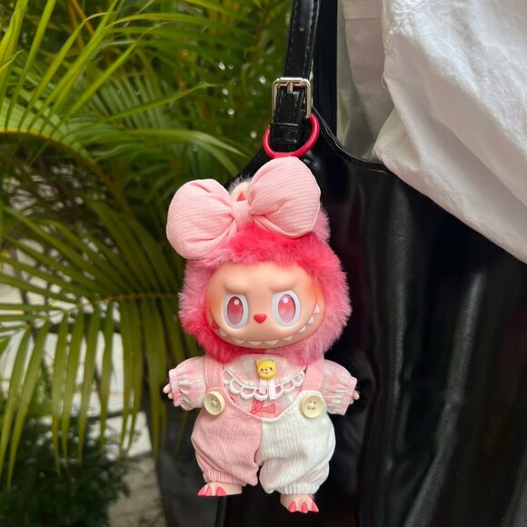 [BUNDLE of 2] Labubu Outfits – Pink & Green Overall Sets with Bows 🎀 - Picture 8 of 8